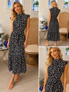 Black & White Polka Dot Midi Dress